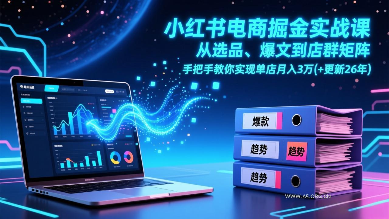 小红书电商掘金实战课，从选品、爆文到店群矩阵，手把手教你实现单店月入3万+(更新26年-小红泡