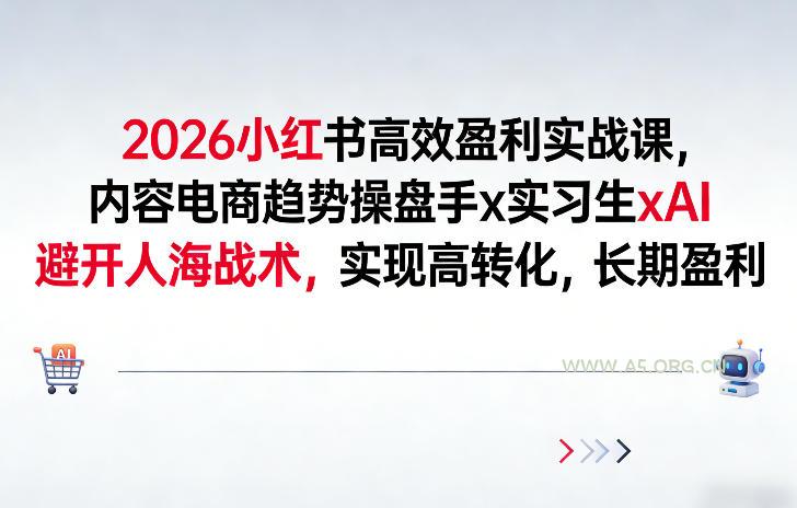 2026小红书高效盈利实战课,内容电商趋势操盘手x实习生xAI,避开人海战术,实现高转化,长期盈利-小红泡