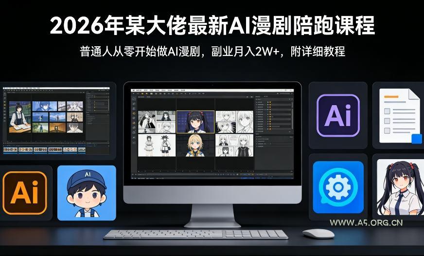 26年某大佬最新Ai漫剧陪跑课程,普通人从零开始做AI漫剧,副业月入2W+-小红泡