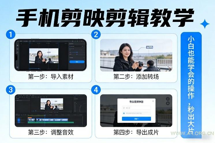 手机剪映剪辑教学,小白也能学会的操作,秒出大片-小红泡
