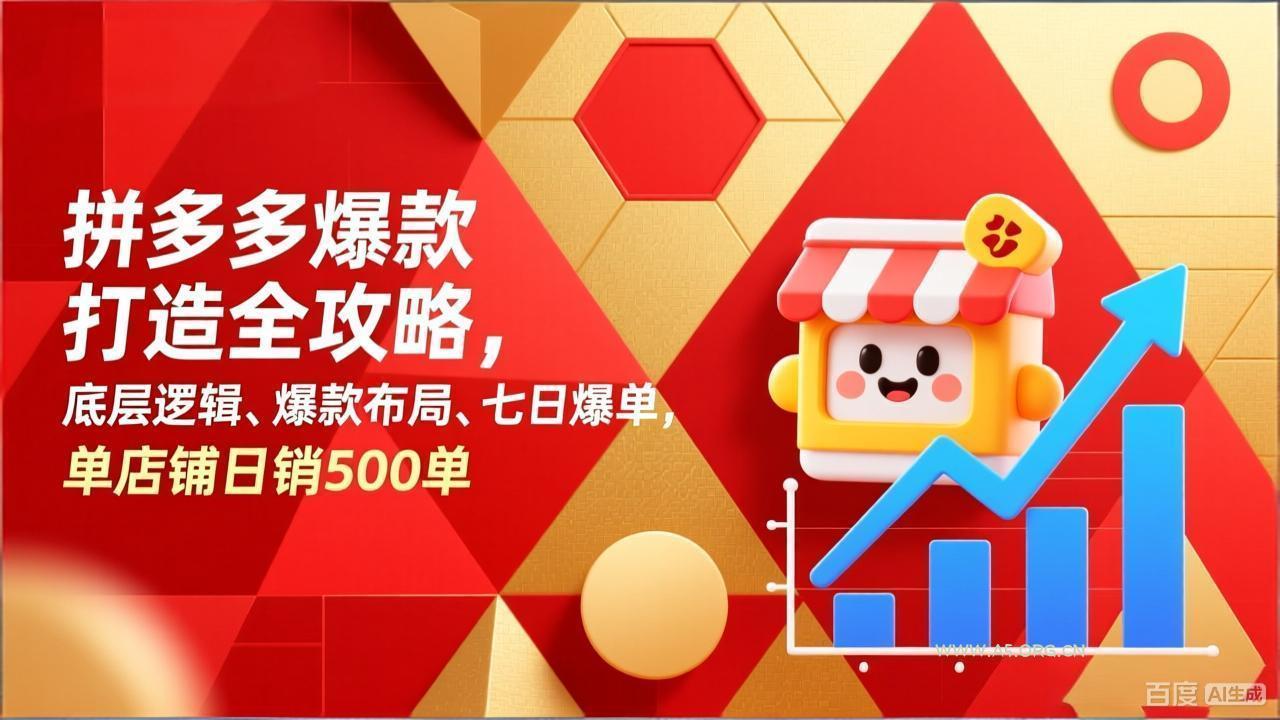 拼多多爆款打造全攻略，底层逻辑、爆款布局、七日爆单，单店铺日销500单-小红泡