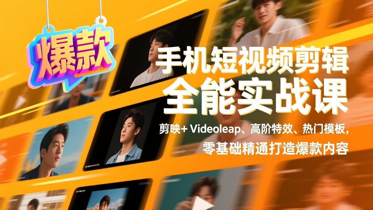 手机短视频剪辑全能实战课，剪映+Videoleap、高阶特效、热门模板，零基础精通打造爆款内容-小红泡