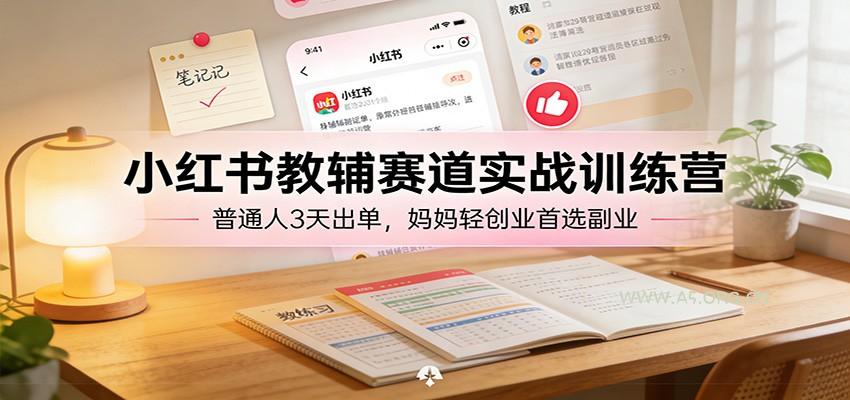 小红书教辅赛道实战训练营：普通人3天出单，妈妈轻创业首选副业-小红泡