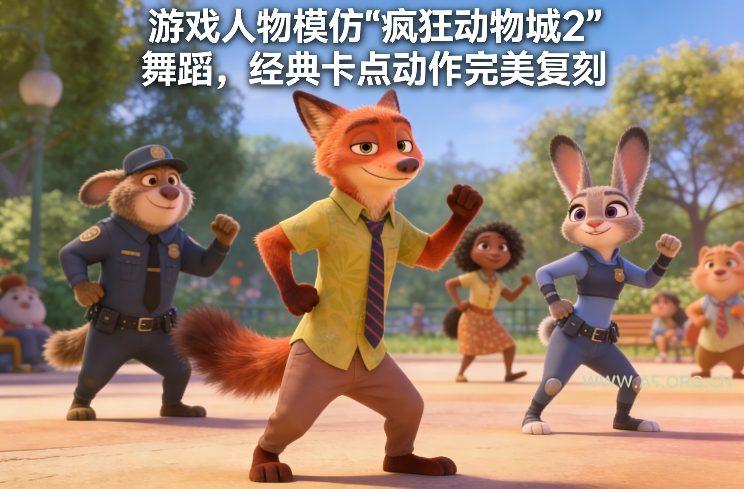 游戏人物模仿“疯狂动物城2”舞蹈,经典卡点动作完美复刻-小红泡