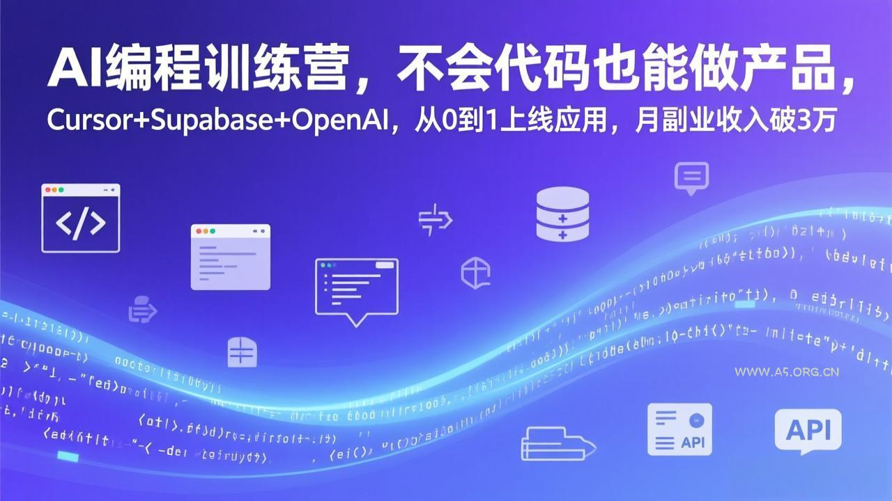AI编程训练营,不会代码也能做产品,Cursor+Supabase+OpenAI,从0到1上线应用,月副业收入破3万-小红泡