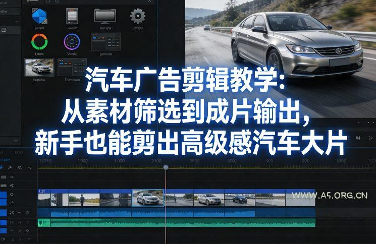 汽车广告剪辑教学：从素材筛选到成片输出，新手也能剪出高级感汽车大片-小红泡