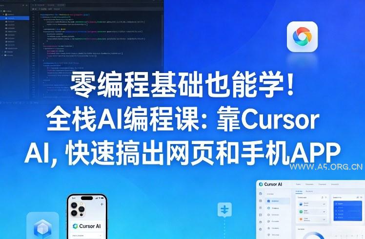 零编程基础也能学!全栈AI编程课:靠Cursor AI,快速搞出网页和手机APP-小红泡