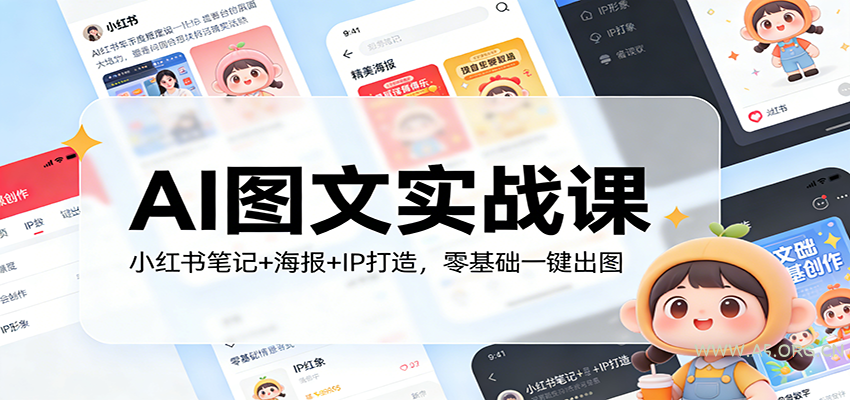 AI图文实战课:小红书笔记+海报+IP打造,零基础一键出图-小红泡