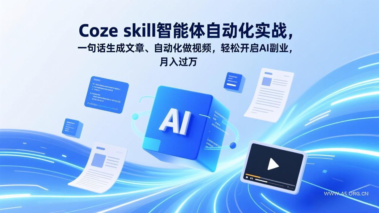 Coze skill智能体自动化实战,一句话生成文章、自动化做视频,轻松开启AI副业,月入过万-小红泡