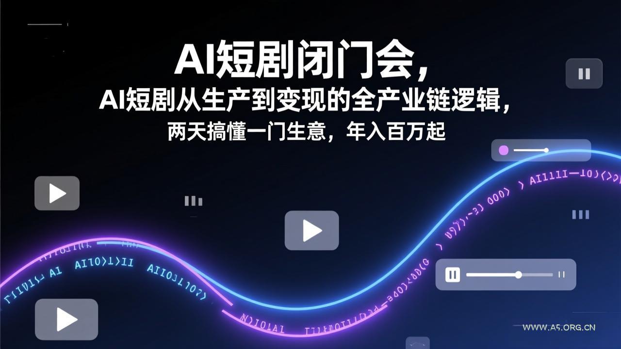 AI短剧闭门会,AI短剧从生产到变现的全产业链逻辑,两天搞懂一门生意,年入百万起-小红泡