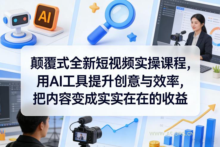 颠覆式全新短视频实操课程,用AI工具提升创意与效率,把内容变成实实在在的收益-小红泡