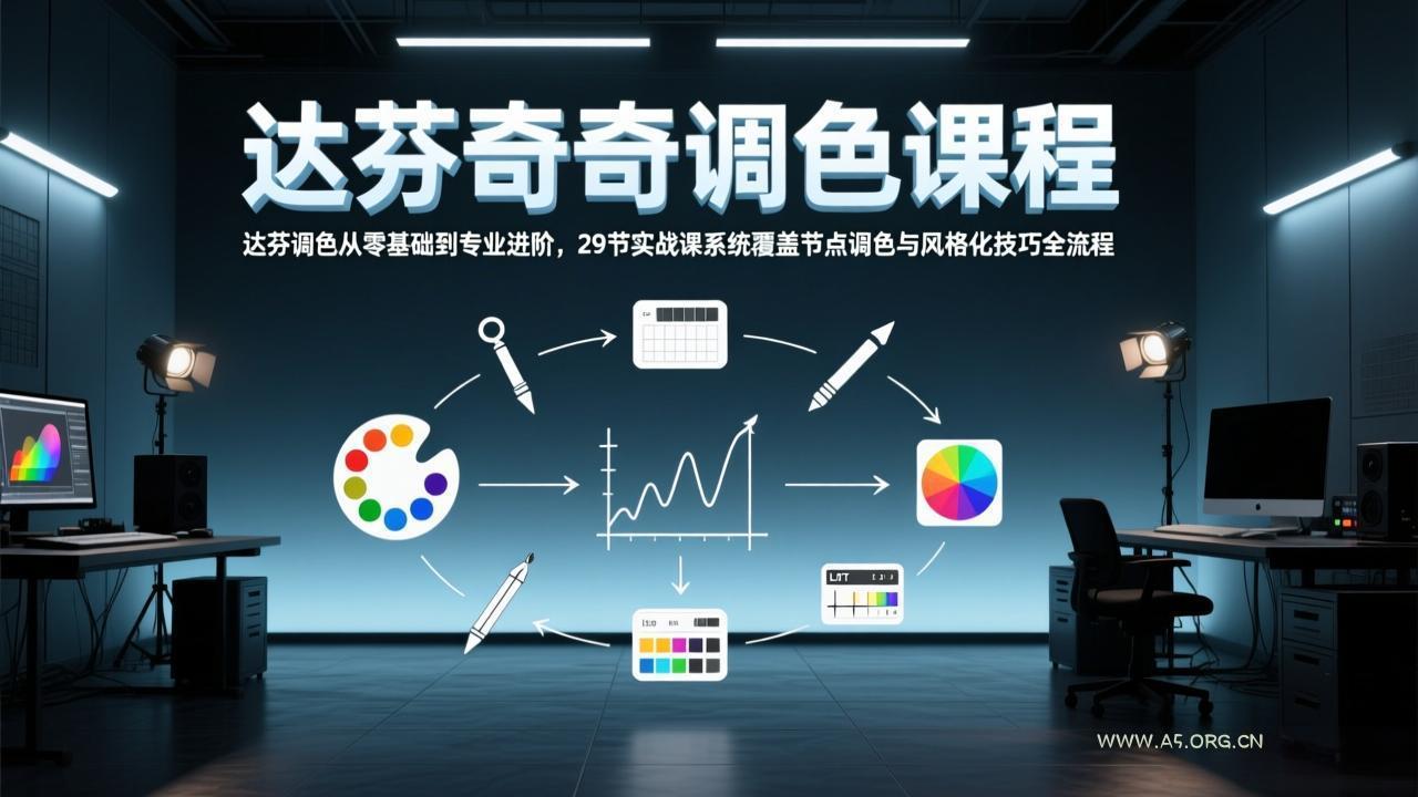 达芬奇调色从零基础到专业进阶，29节实战课系统覆盖节点调色与风格化技巧全流程-小红泡