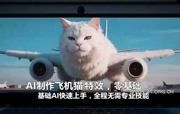 AI制作飞机猫特效,零基础AI快速上手,全程无需专业技能-小红泡