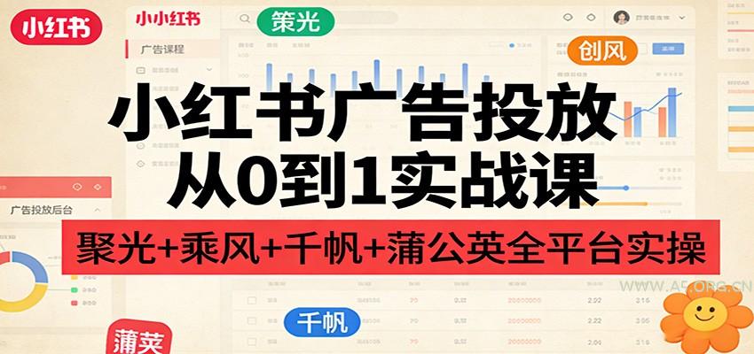 小红书广告投放从0到1实战课:聚光+乘风+千帆+蒲公英全平台实操-小红泡
