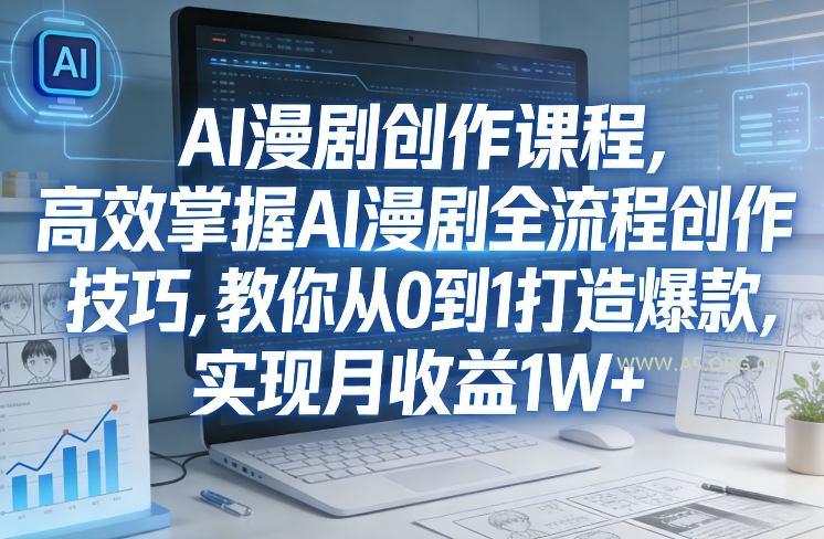 某社群AI漫剧创作课程,高效掌握AI漫剧全流程创作技巧,教你从0到1打造爆款,实现月收益1W+-小红泡
