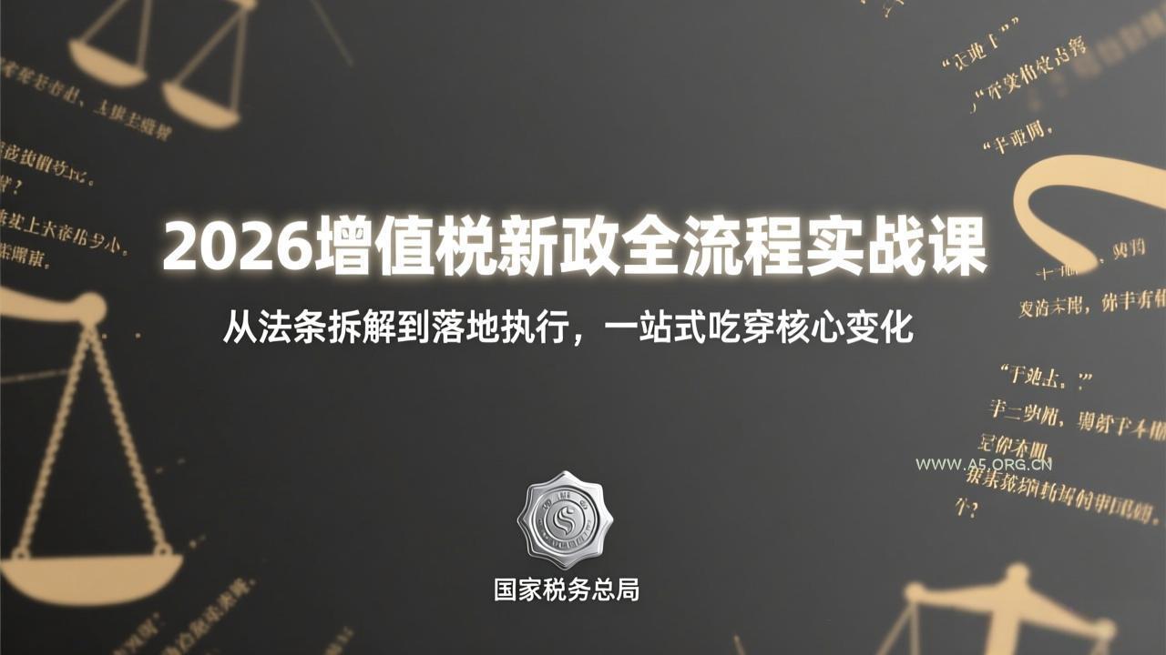 2026增值税新政全流程实战课:从法条拆解到落地执行,一站式吃透核心变化-小红泡