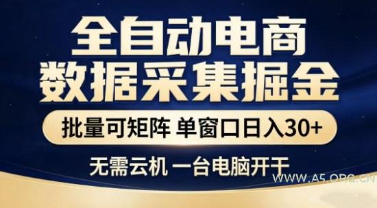 独家电商数据全自动采集项目，批量可矩阵，单窗口轻松日入3张+【揭秘】-小红泡
