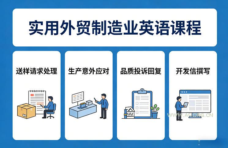 实用外贸制造业英语课程，教你专业处理送样请求、应对生产意外、回复品质投诉、撰写开发信等-小红泡