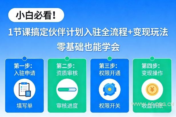 小白必看!1节课搞定伙伴计划入驻全流程+变现玩法,零基础也能学会-小红泡
