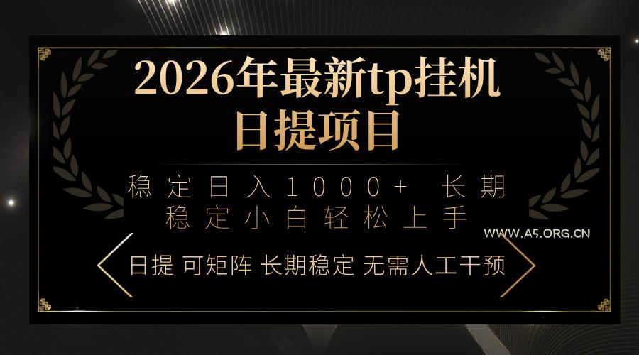 2026年最新tp挂机日提项目：稳定日入1000+小白轻松上手-小红泡