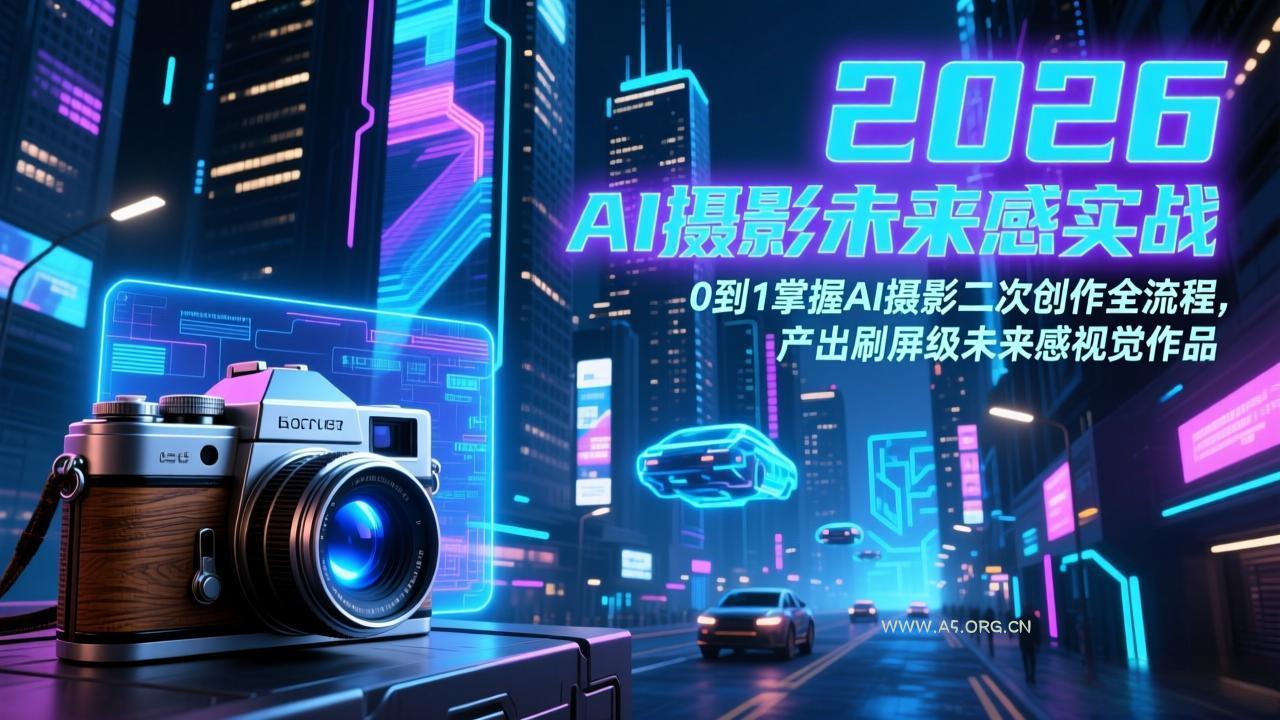 2026 AI摄影未来感实战:0到1掌握AI摄影二次创作全流程,产出刷屏级未来感视觉作品-小红泡