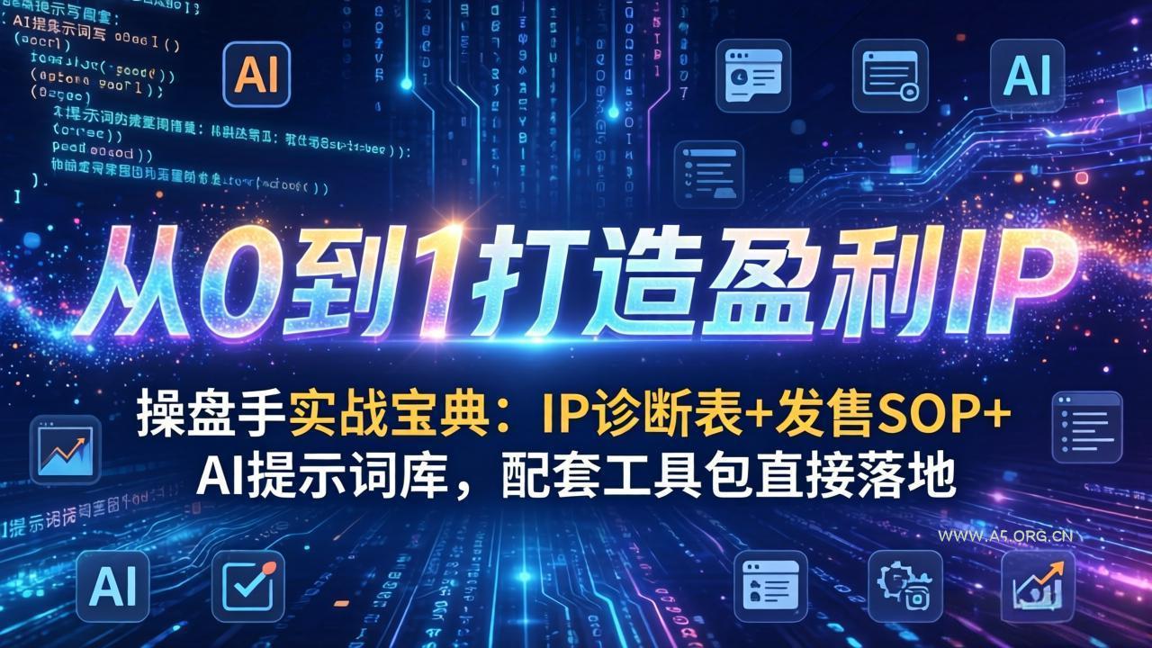 操盘手实战宝典:IP诊断表+发售SOP+AI提示词库,配套工具包直接落地,从0到1打造盈利IP-小红泡