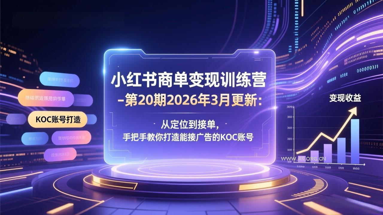 小红书商单变现训练营-第20期26年3月更新:从定位到接单,手把手教你打造能接广告的KOC账号-小红泡