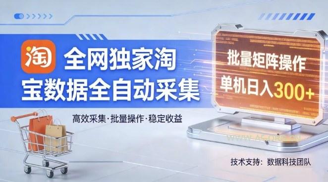 全网独家，淘宝数据全自动采集项目，批量可矩阵，单机轻松日入300【揭秘】-小红泡