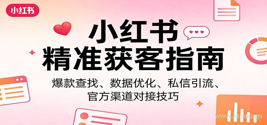 小红书精准获客指南:爆款查找、数据优化、私信引流、官方渠道对接技巧-小红泡