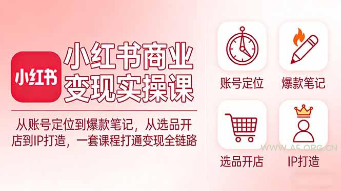 小红书商业变现实操课:从账号定位到爆款笔记,从选品开店到IP打造,一套课程打通变现全链路-小红泡