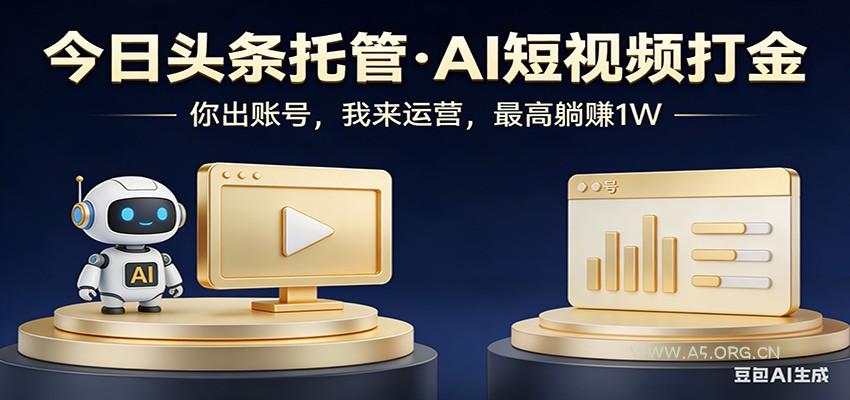 头条号AI托管，我提供作品，你提供账号，每天5分钟发布，小白躺赚3000+-小红泡