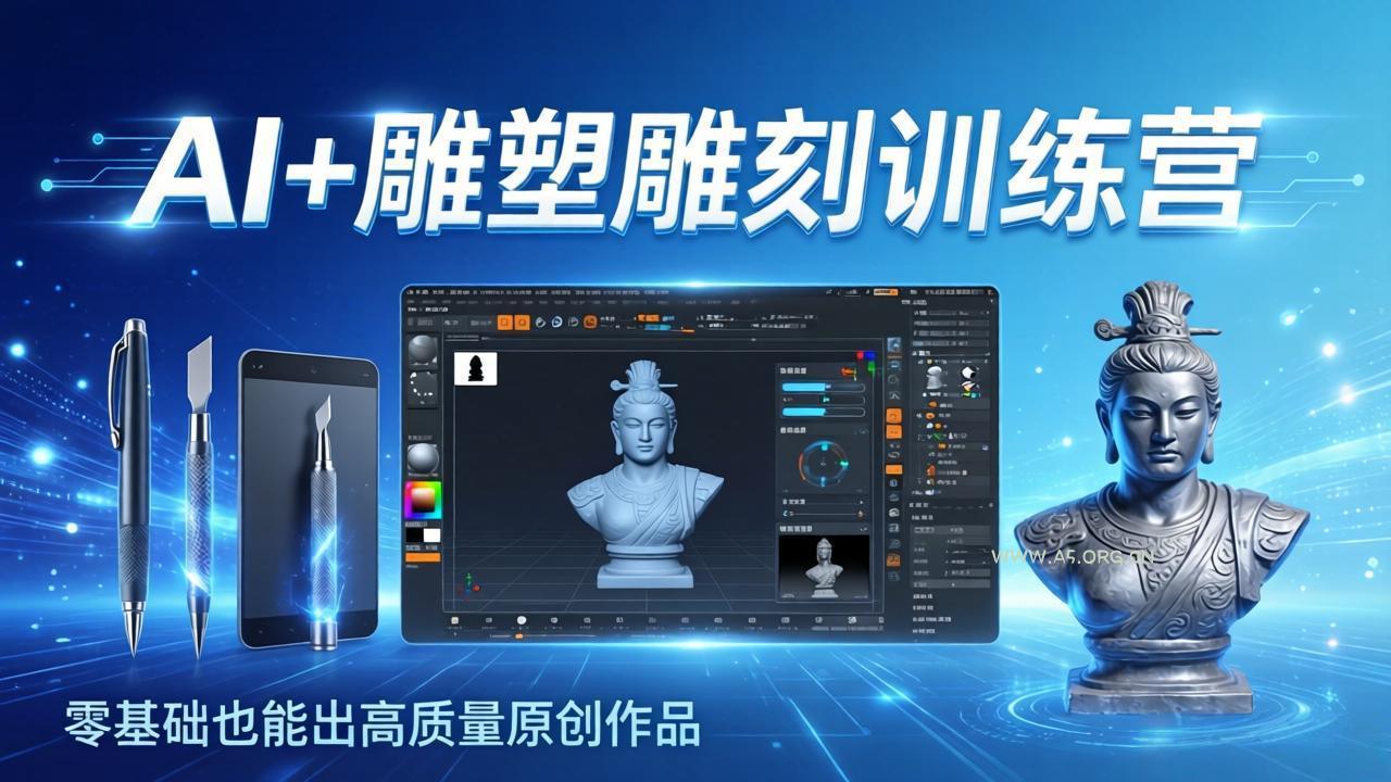 AI+雕塑雕刻训练营:从AI创作、大模型训练到3D雕刻 + 渲染,零基础也能出高质量原创作品-小红泡