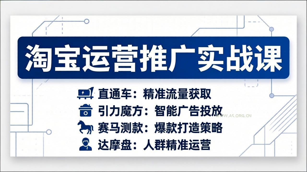 淘宝运营推广实战课,直通车+引力魔方+赛马测款+达摩盘人群推广等(更新26年3月-小红泡
