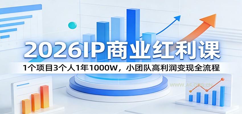 2026IP商业红利课:1个项目3个人1年1000W,小团队高利润变现全流程-小红泡