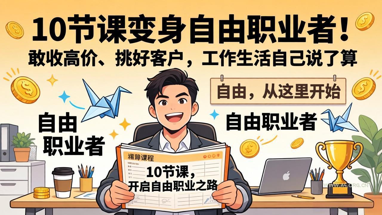 10 节课变身自由职业者!敢收高价、挑好客户,工作生活自己说了算-小红泡