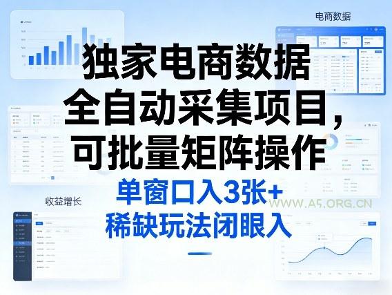 独家电商数据全自动采集项目,可批量矩阵操作,单窗口日入3张+,稀缺玩法闭眼入【揭秘】-小红泡