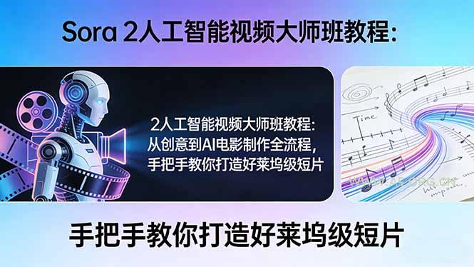 Sora 2人工智能视频大师班教程：从创意到AI电影制作全流程，手把手教你打造好莱坞级短片-小红泡