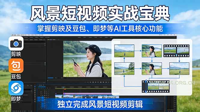 风景短视频实战宝典:掌握剪映及豆包、即梦等AI工具的核心功能,独立完成风景短视频剪辑-小红泡
