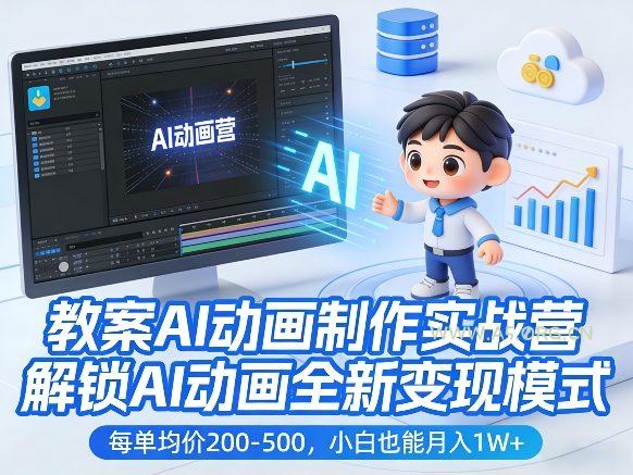 教案AI动画制作实战营,解锁AI动画全新变现模式,每单均价200-500,小白也能月入1W+-小红泡