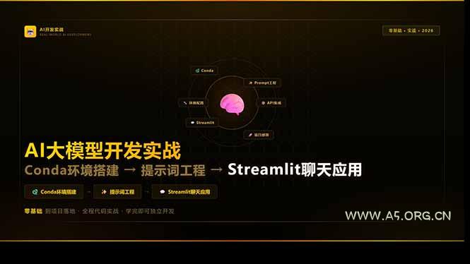 AI大模型开发实战:Conda环境搭建→提示词工程→Streamlit聊天应用,零基础到项目落地-小红泡