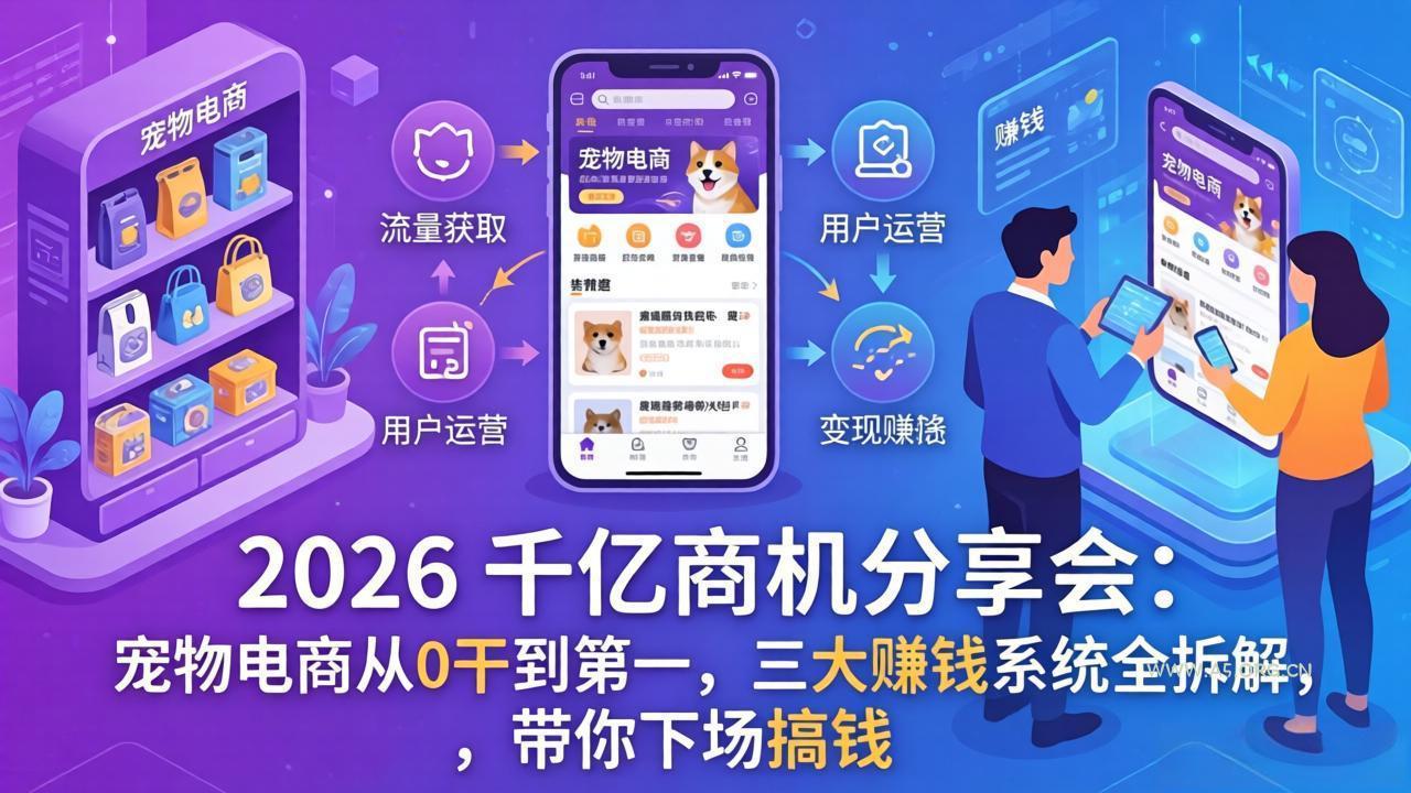 2026 千亿商机分享会:宠物电商从0干到第一,三大赚钱系统全拆解,带你下场搞钱-小红泡