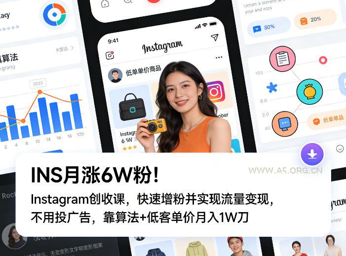 INS月涨6W粉!Instagram创收课,快速增粉并实现流量变现,不用用投广告,靠算法+低客单价月入1W刀-小红泡