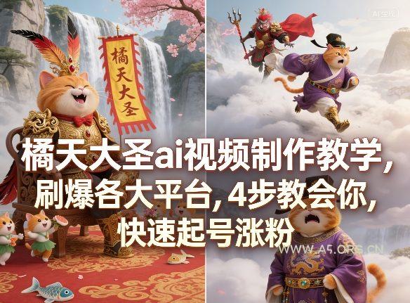 橘天大圣ai视频制作教学,刷爆各大平台,4步教会你,快速起号涨粉-小红泡