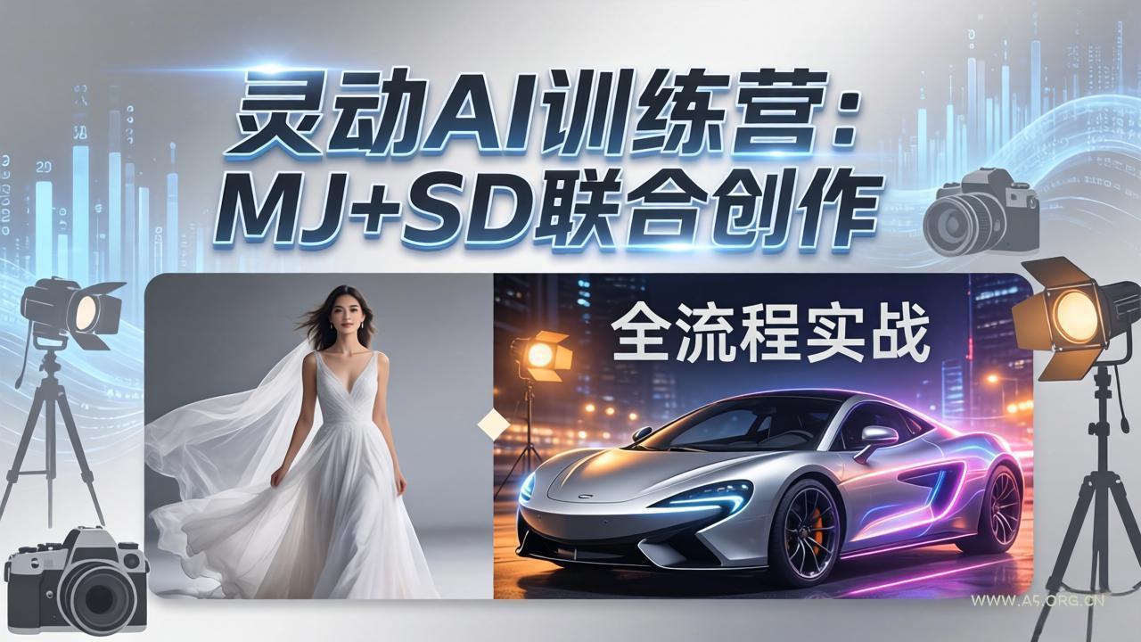 灵动AI训练营-3.0课程：MJ+SD联合创作，从婚纱大片到汽车广告，摄影后期全流程实战-小红泡