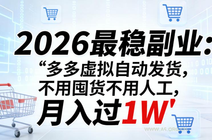 2026最稳副业：多多虚拟自动发货，不用囤货不用人工，月入过1W【揭秘】-小红泡
