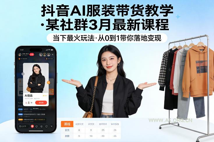 抖音AI服装带货教学,某社群3月最新课程,当下最火玩法,从0到1带你落地变现-小红泡