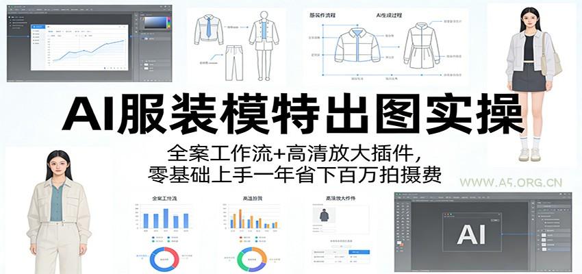 AI服装模特出图实操:全案工作流+ 高清放大插件,零基础上手一年省下百万拍摄费-小红泡