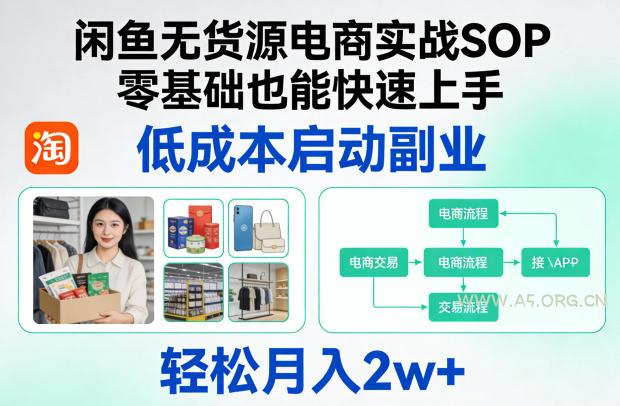 闲鱼无货源电商实战SOP,零基础也能快速上手,低成本启动副业,轻松月入2w+-小红泡