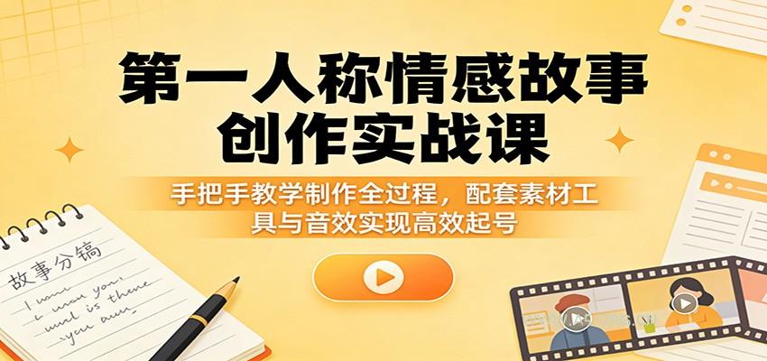 第一人称情感故事创作实战课:手把手教学制作全过程,配套素材工具与音效实现高效起号-小红泡