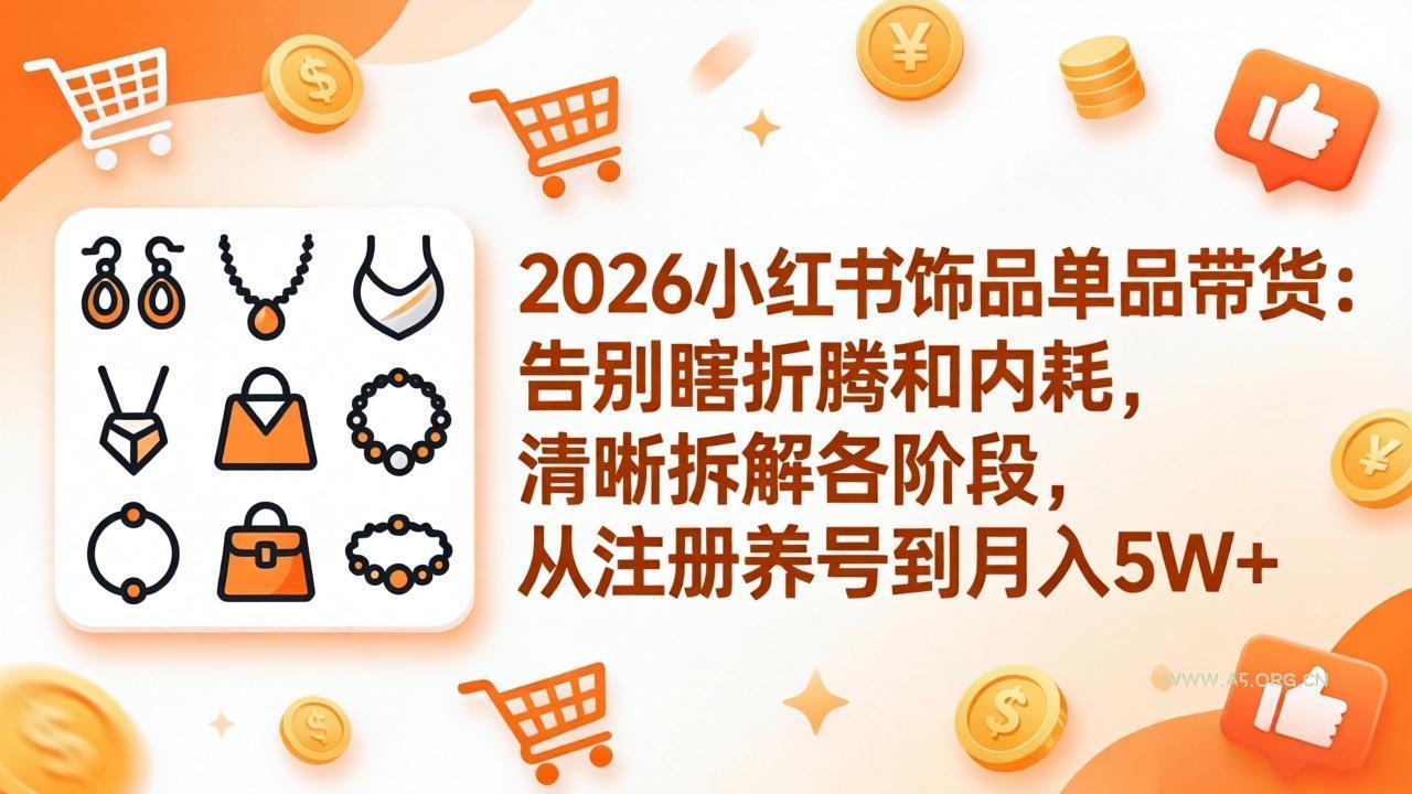 2026小红书饰品单品带货:告别瞎折腾和内耗,清晰拆解各阶段,从注册养号到月入5W+-小红泡